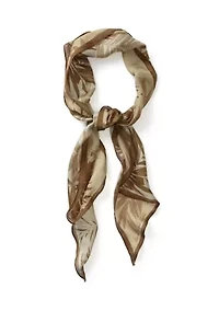 Tonal Leaf Oblong Scarf with Bias Cut Ends