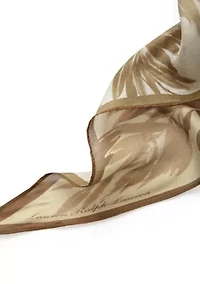 Tonal Leaf Oblong Scarf with Bias Cut Ends