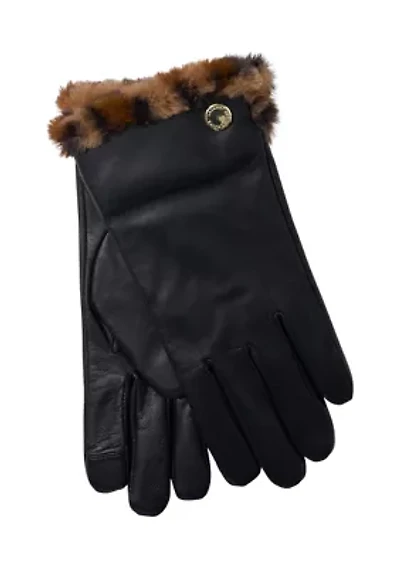 Faux Fur Lined Leather Gloves
