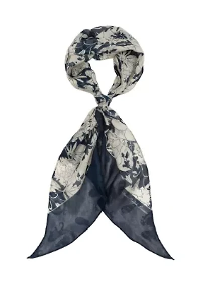 Floral Oblong Scarf with Bias Ends