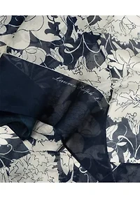 Floral Oblong Scarf with Bias Ends