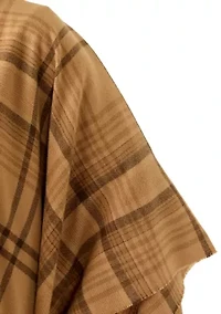Women's Plaid Ruana with Fringe
