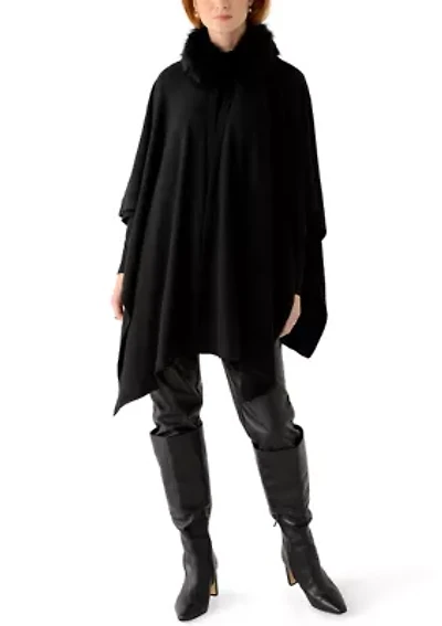 Fur Collar Knit Ruana