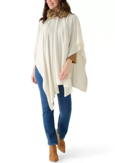 Fur Collar Knit Ruana