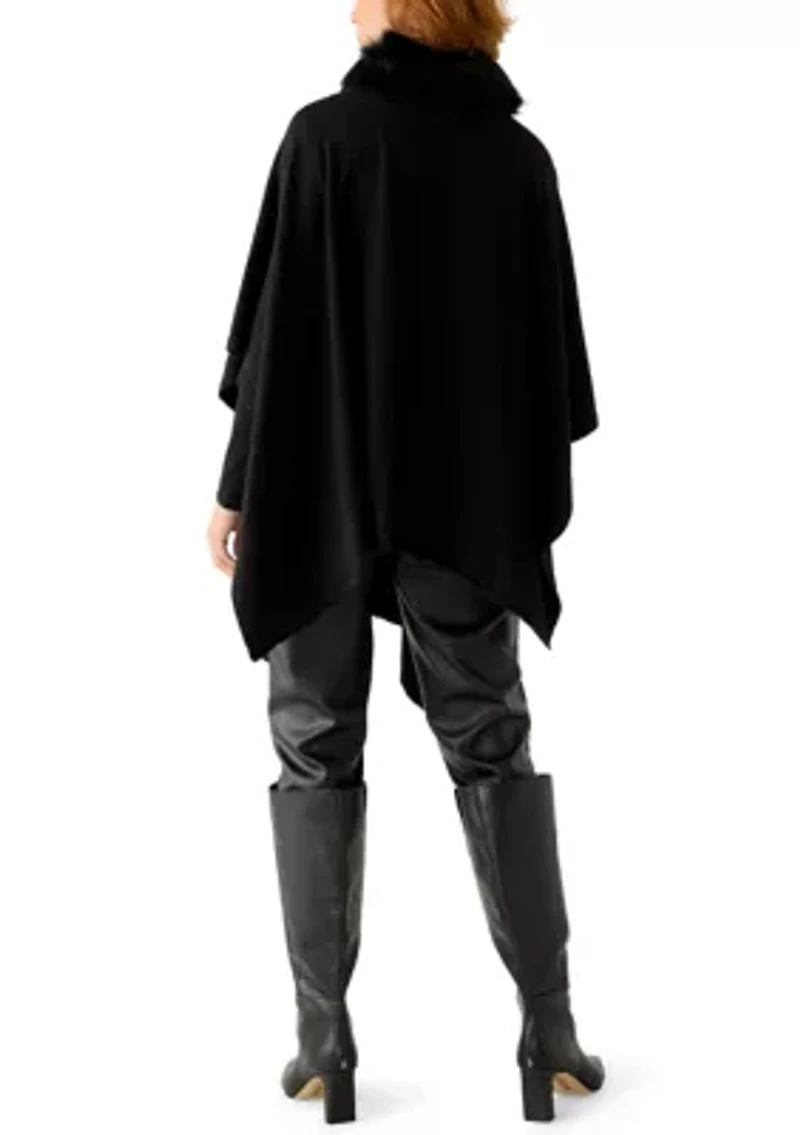 Fur Collar Knit Ruana