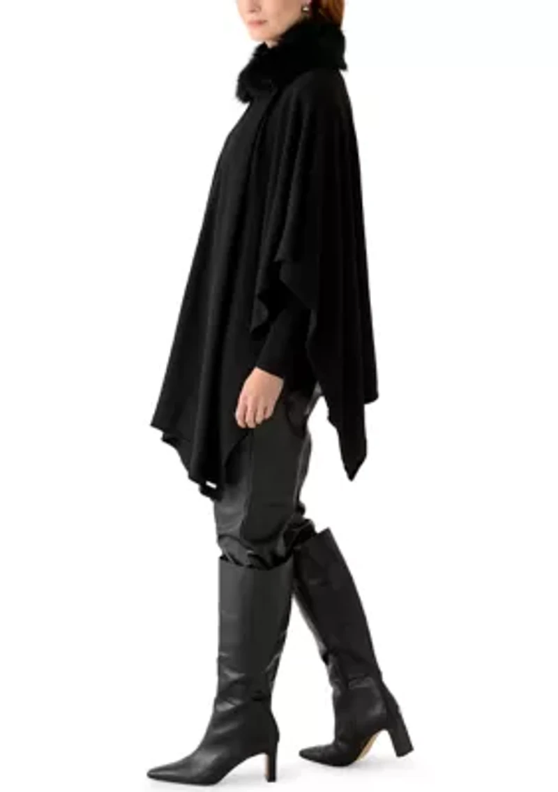 Fur Collar Knit Ruana