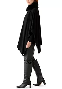 Fur Collar Knit Ruana