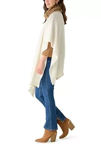 Fur Collar Knit Ruana