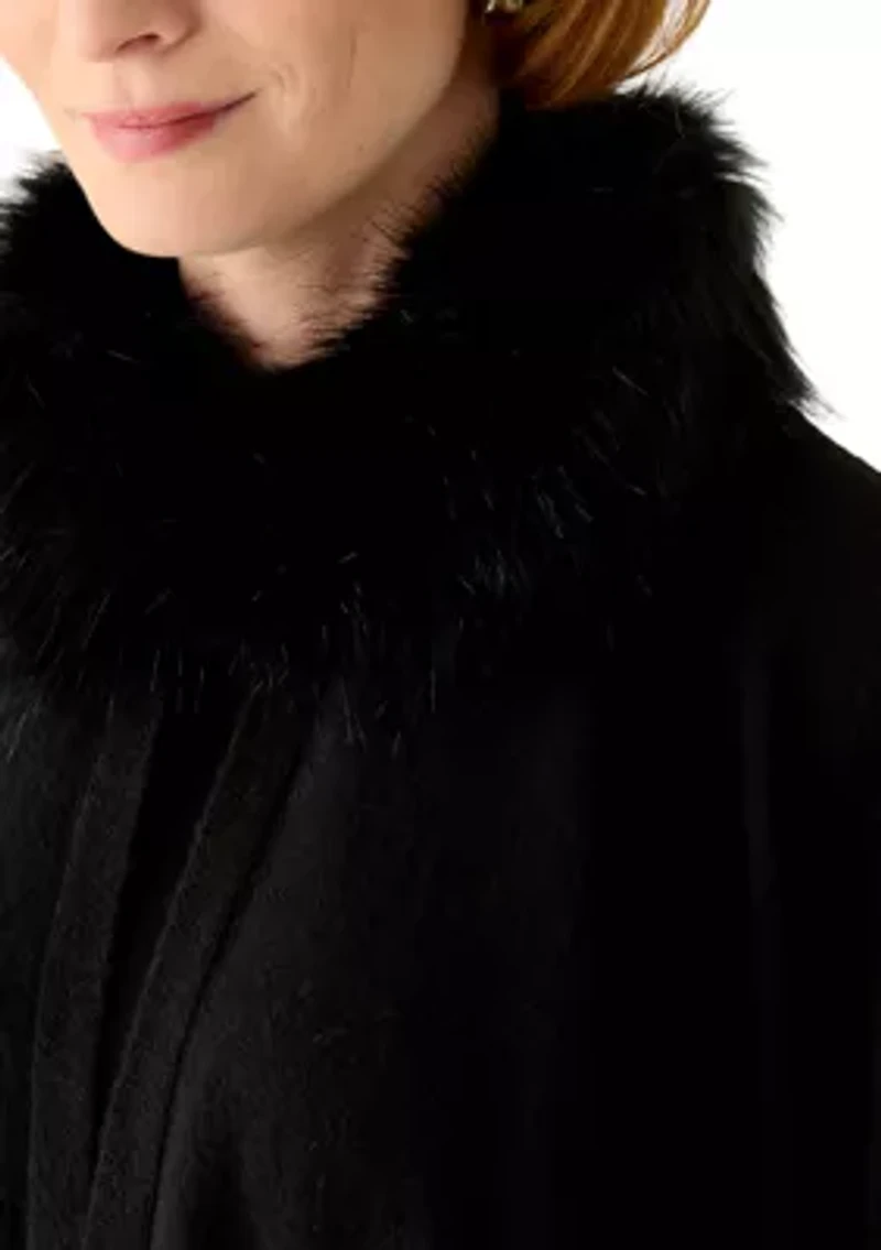 Fur Collar Knit Ruana