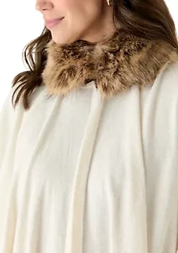 Fur Collar Knit Ruana