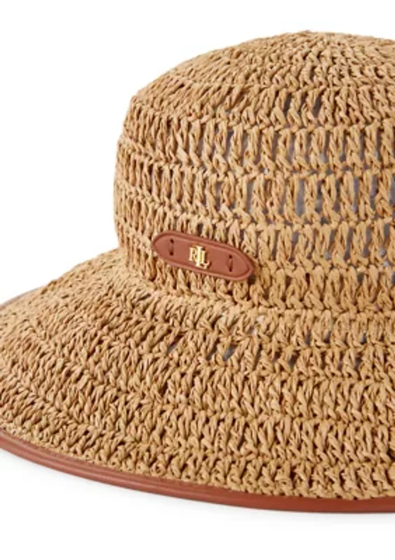 Crochet Fedora with Leather Trim
