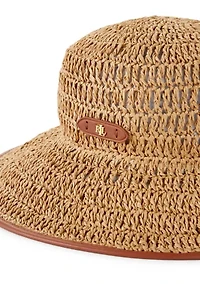 Crochet Fedora with Leather Trim