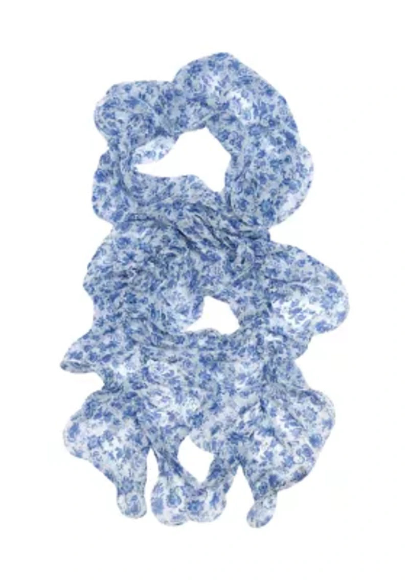 Jacobean Floral Ruffle Scarf