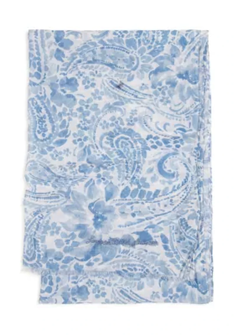 Summer Paisley Crinkled Oversized Oblong Scarf
