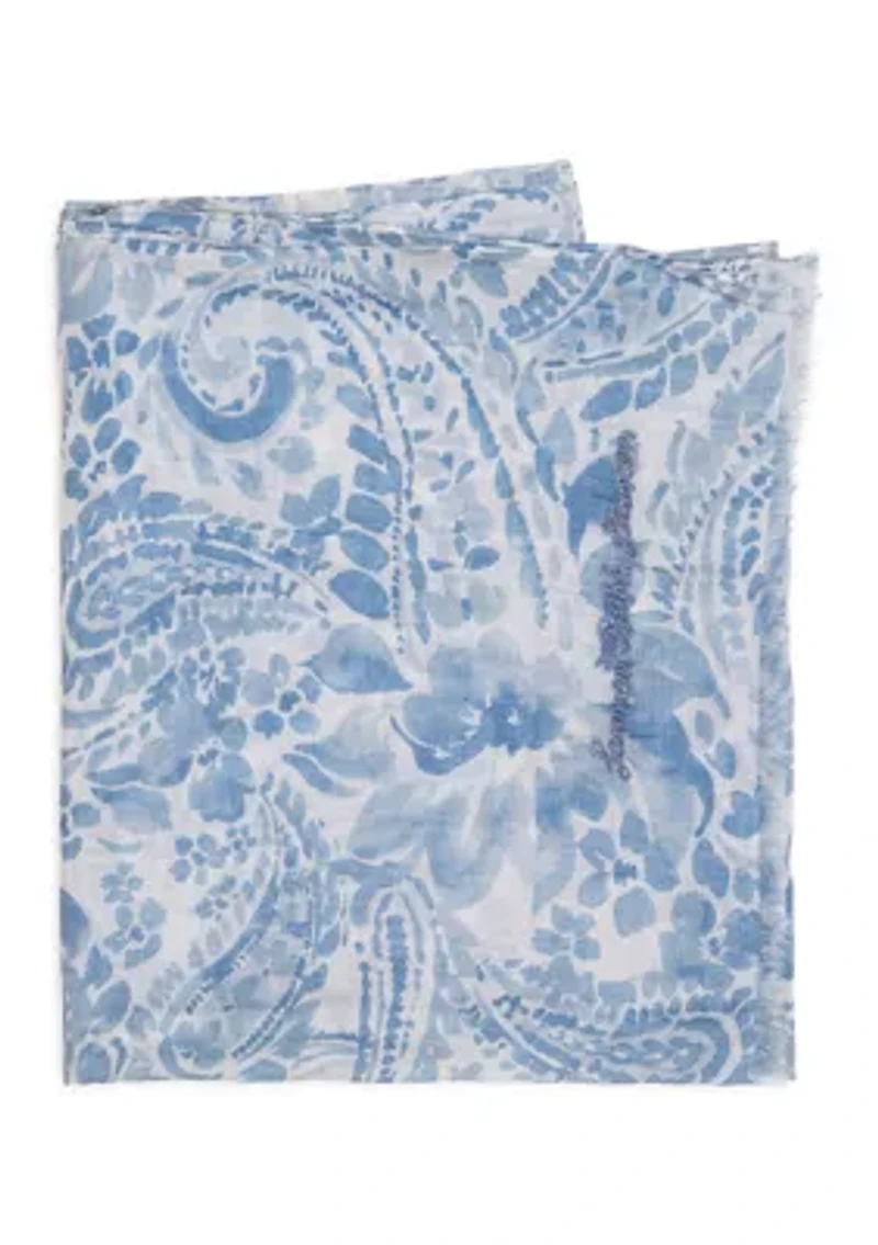 Summer Paisley Crinkled Oversized Oblong Scarf
