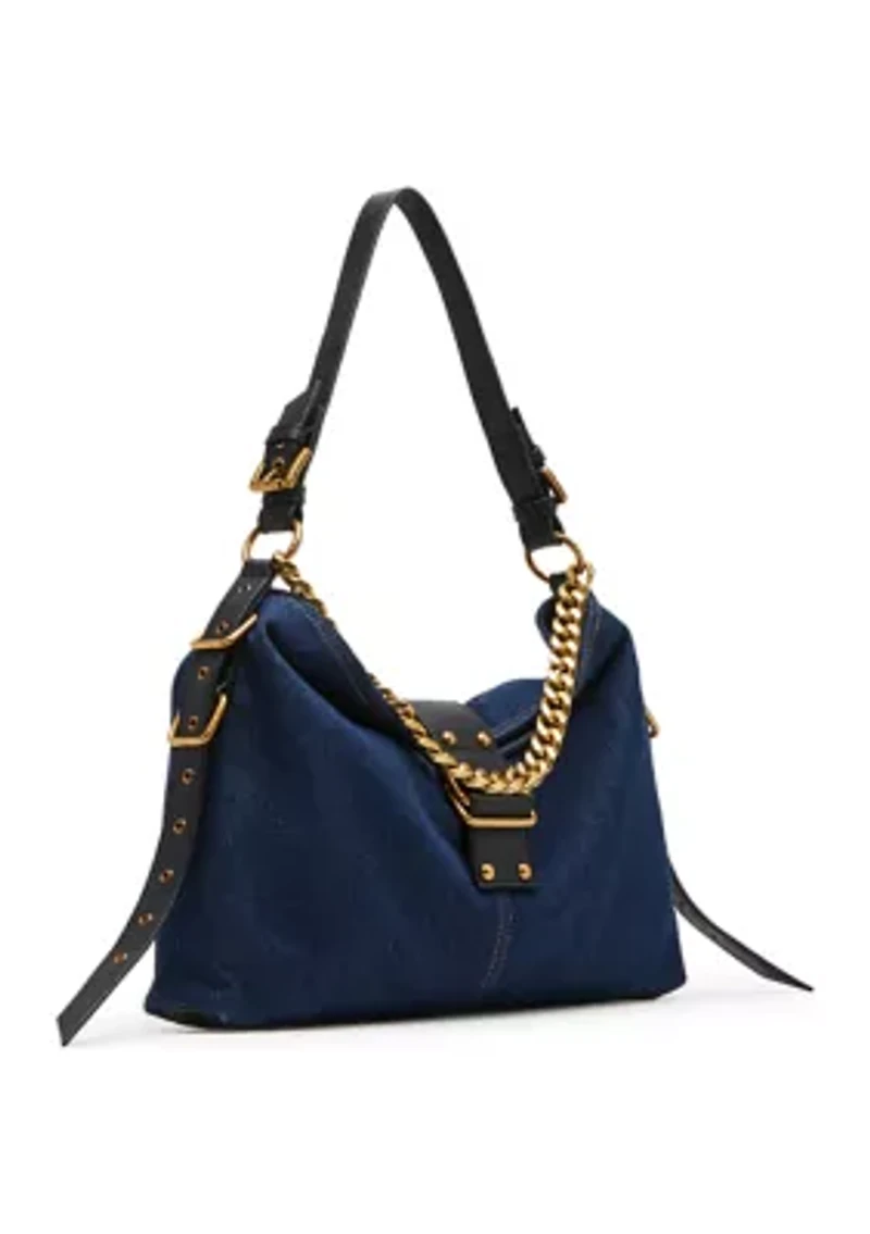 Shoulder Bag with Buckle and Chain