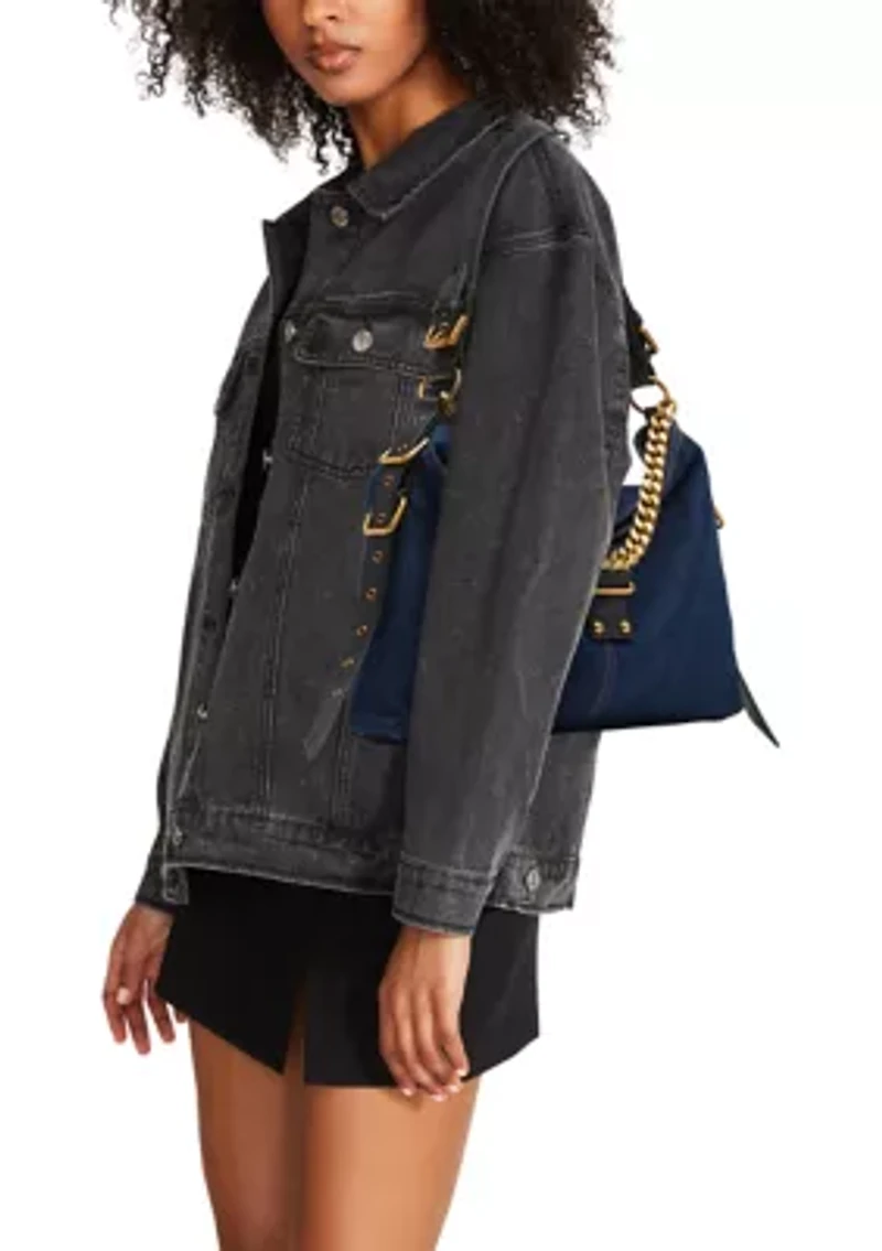 Shoulder Bag with Buckle and Chain
