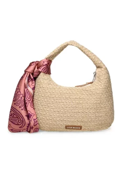 Deana Straw Hobo Bag with Scarf