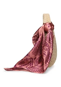 Deana Straw Hobo Bag with Scarf