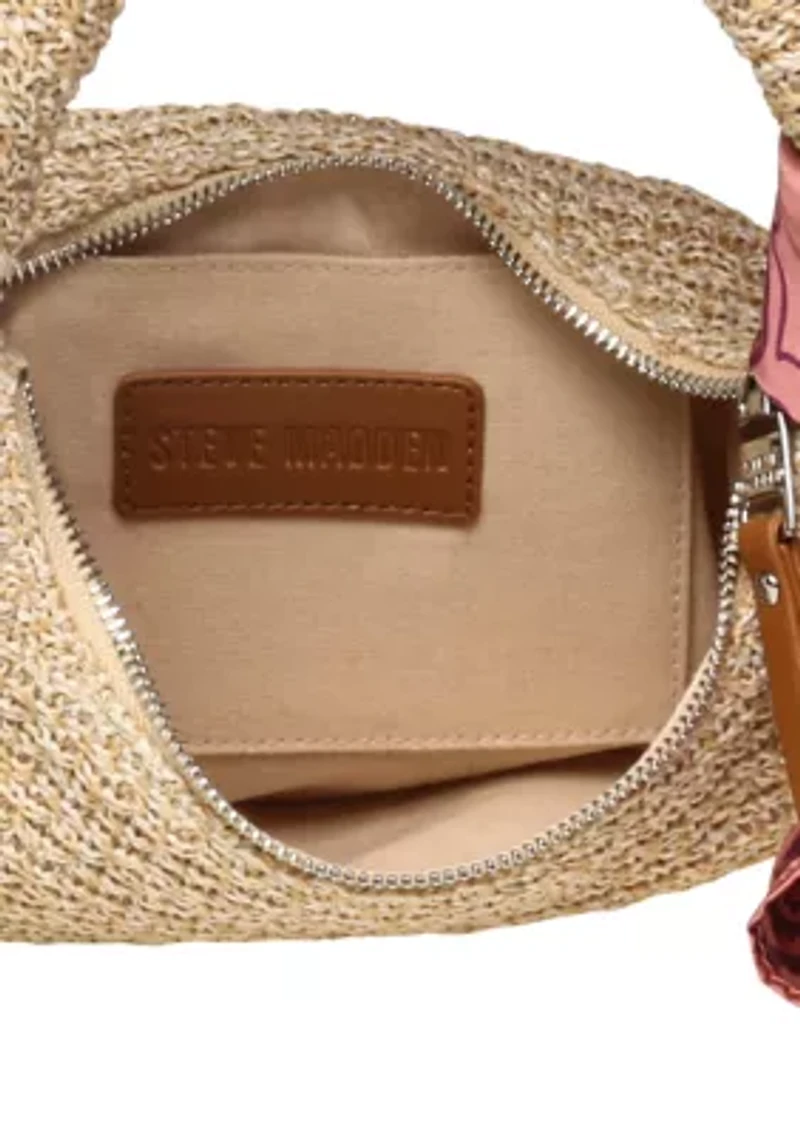 Deana Straw Hobo Bag with Scarf