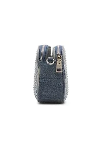Daisy Denim Crossbody Bag with Rhinestones