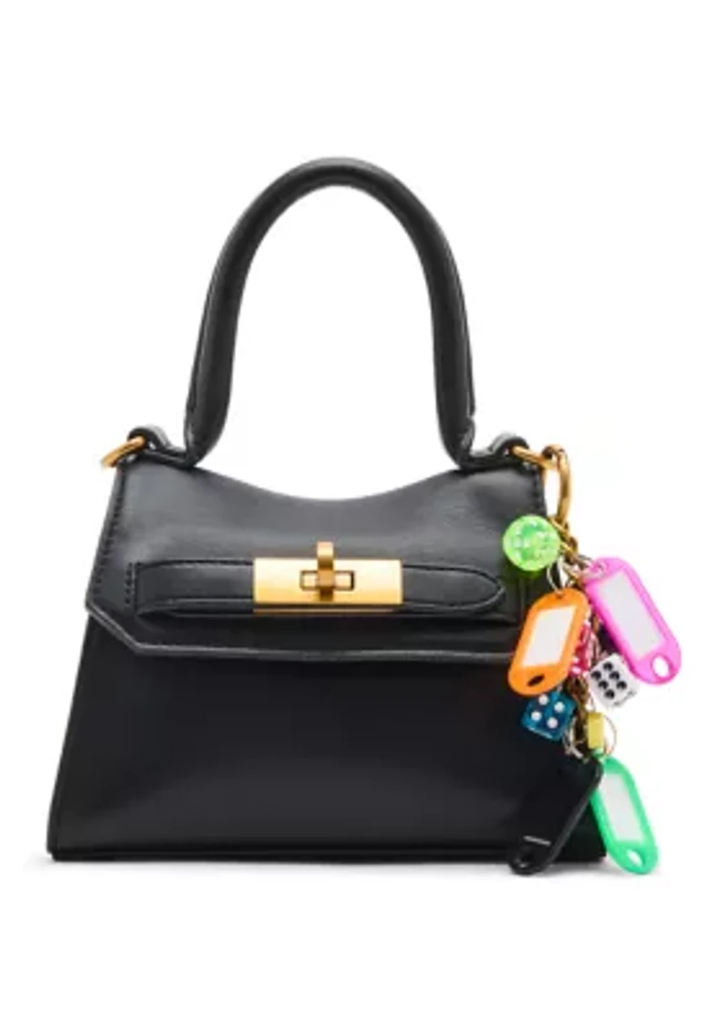 Animal Print Top Handle Crossbody with Charm