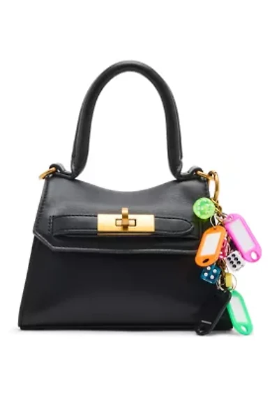 Animal Print Top Handle Crossbody with Charm