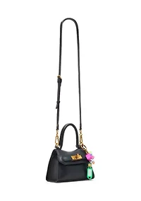 Animal Print Top Handle Crossbody with Charm