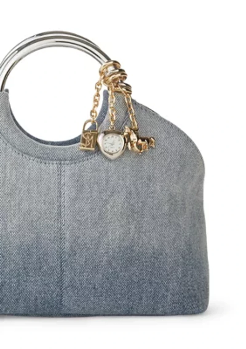 Denim Ring Top Handle Crossbody