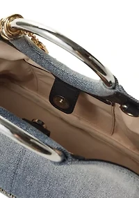 Denim Ring Top Handle Crossbody