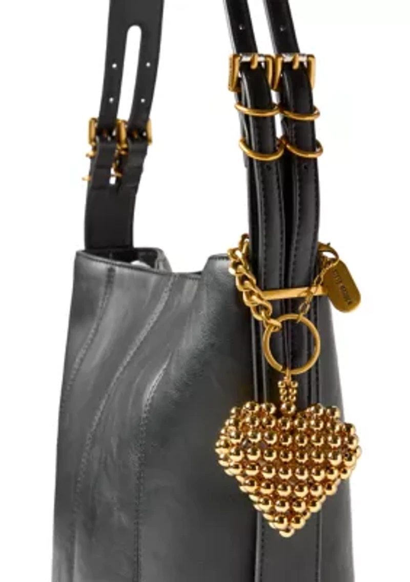 Buckle Strap Bucket Bag with Charm