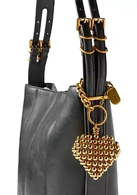Buckle Strap Bucket Bag with Charm