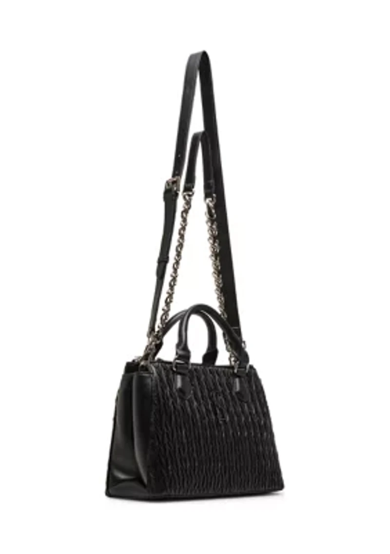 Quilted Chain Strap Top Handle Satchel