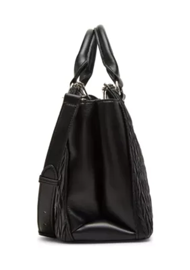Quilted Chain Strap Top Handle Satchel