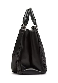 Quilted Chain Strap Top Handle Satchel