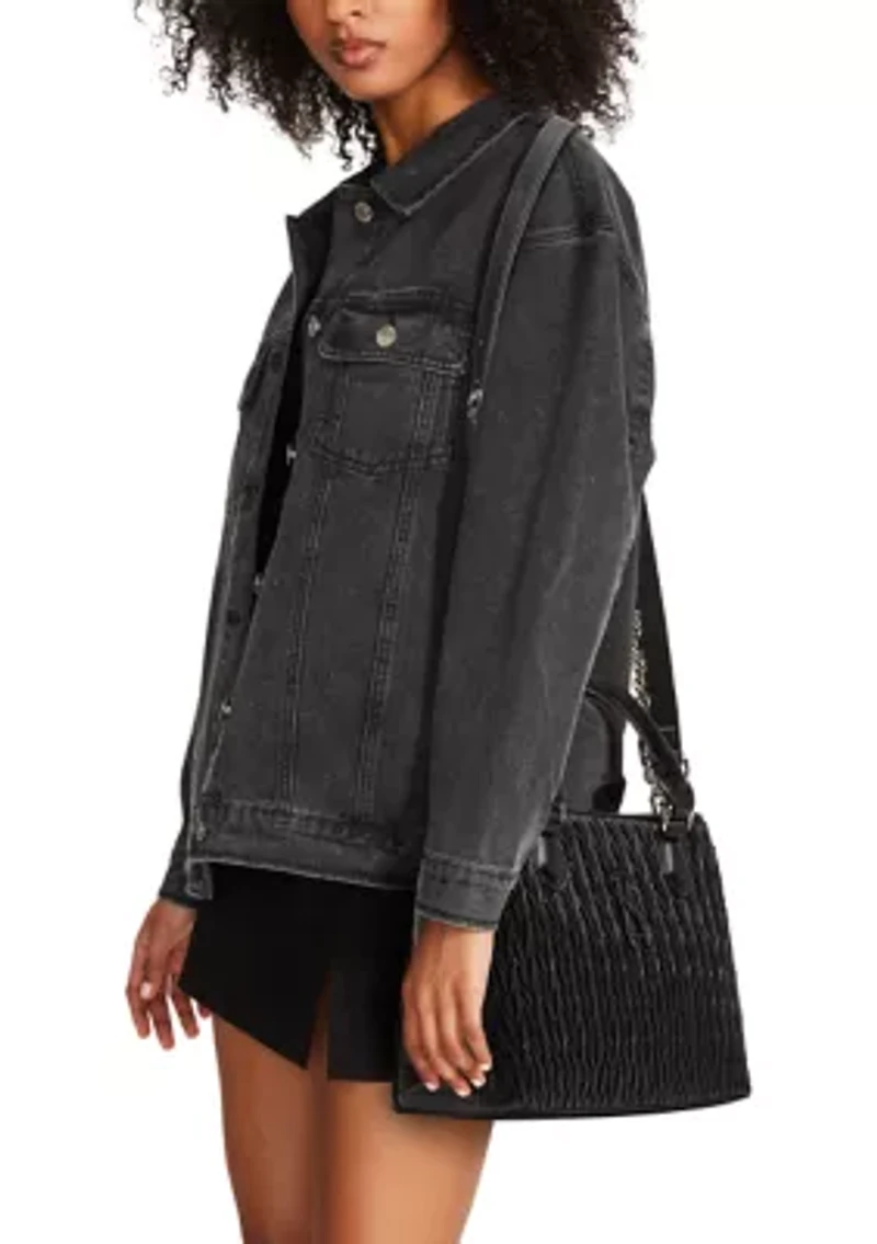 Quilted Chain Strap Top Handle Satchel