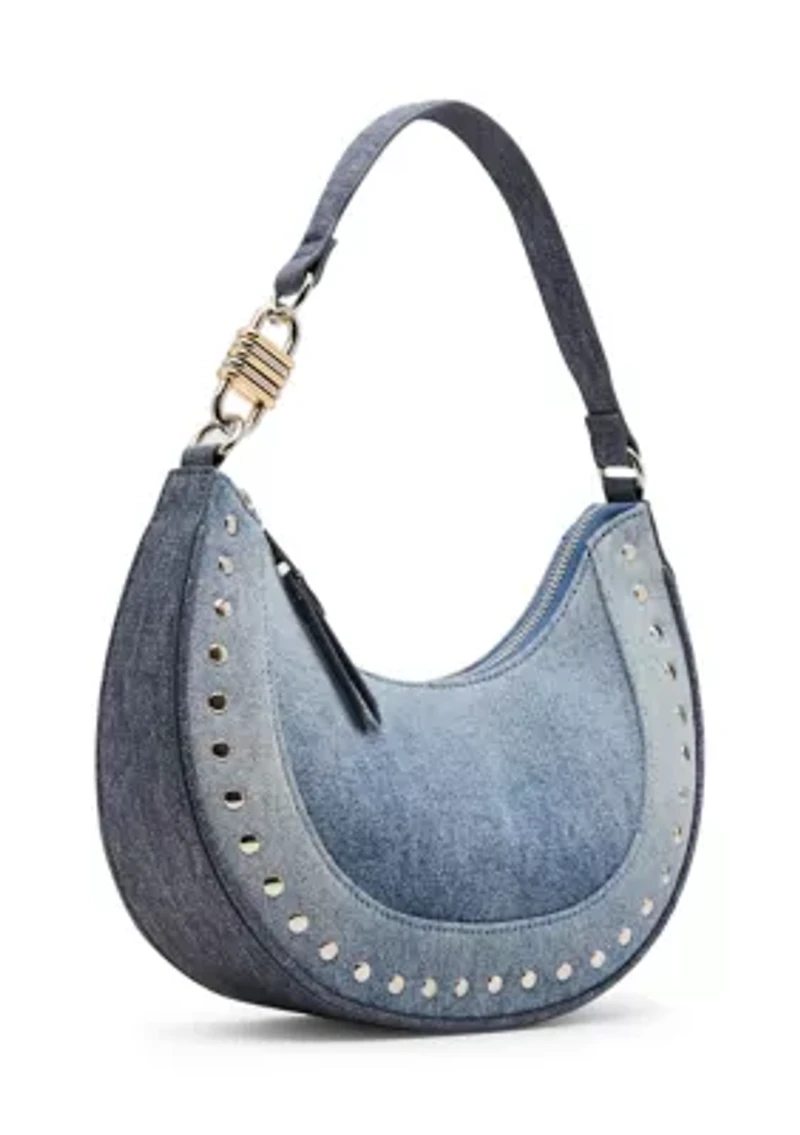 LIAMM Denim Crescent Shoulder Bag