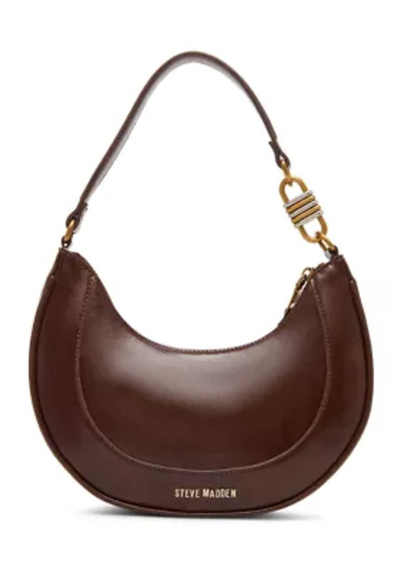 Studded Crescent Glazed Shoulder Bag