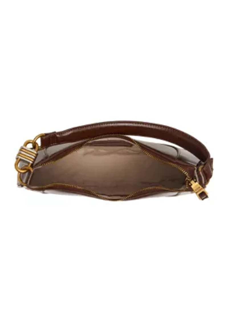 Studded Crescent Glazed Shoulder Bag