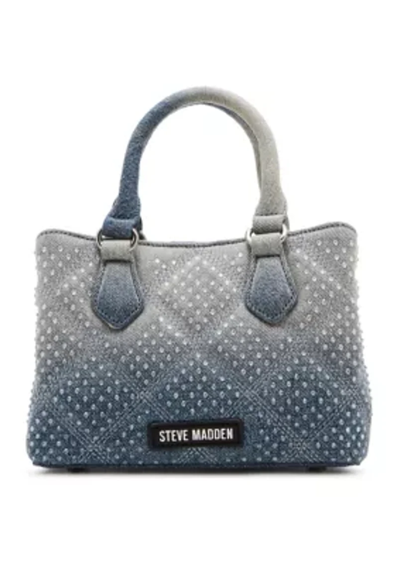 Mickie Denim Handbag with Clear Stones