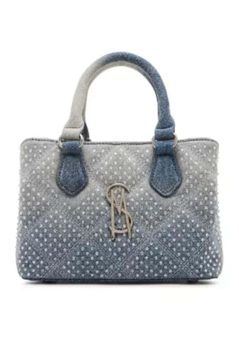 Mickie Denim Handbag with Clear Stones