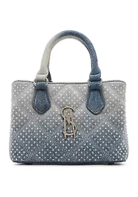 Mickie Denim Handbag with Clear Stones