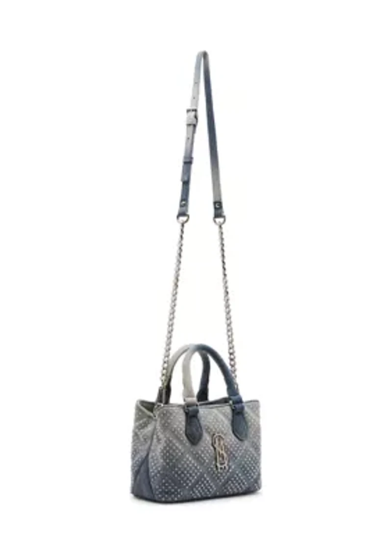 Mickie Denim Handbag with Clear Stones