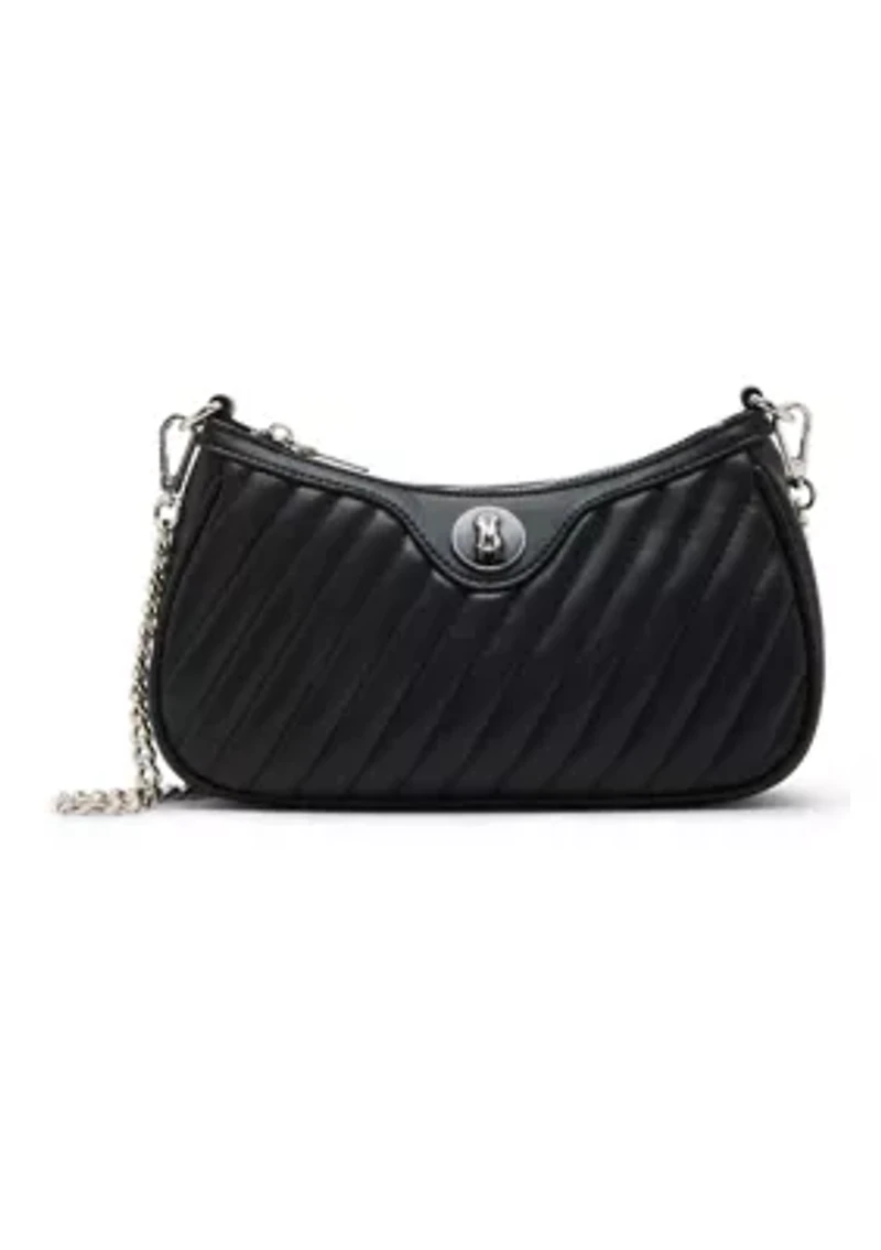 Diagonal Quilted Double Strap Bag