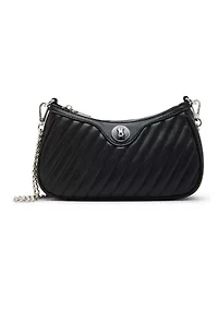 Diagonal Quilted Double Strap Bag
