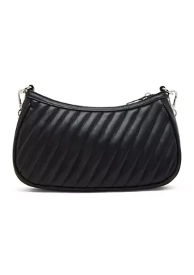 Diagonal Quilted Double Strap Bag