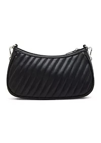 Diagonal Quilted Double Strap Bag