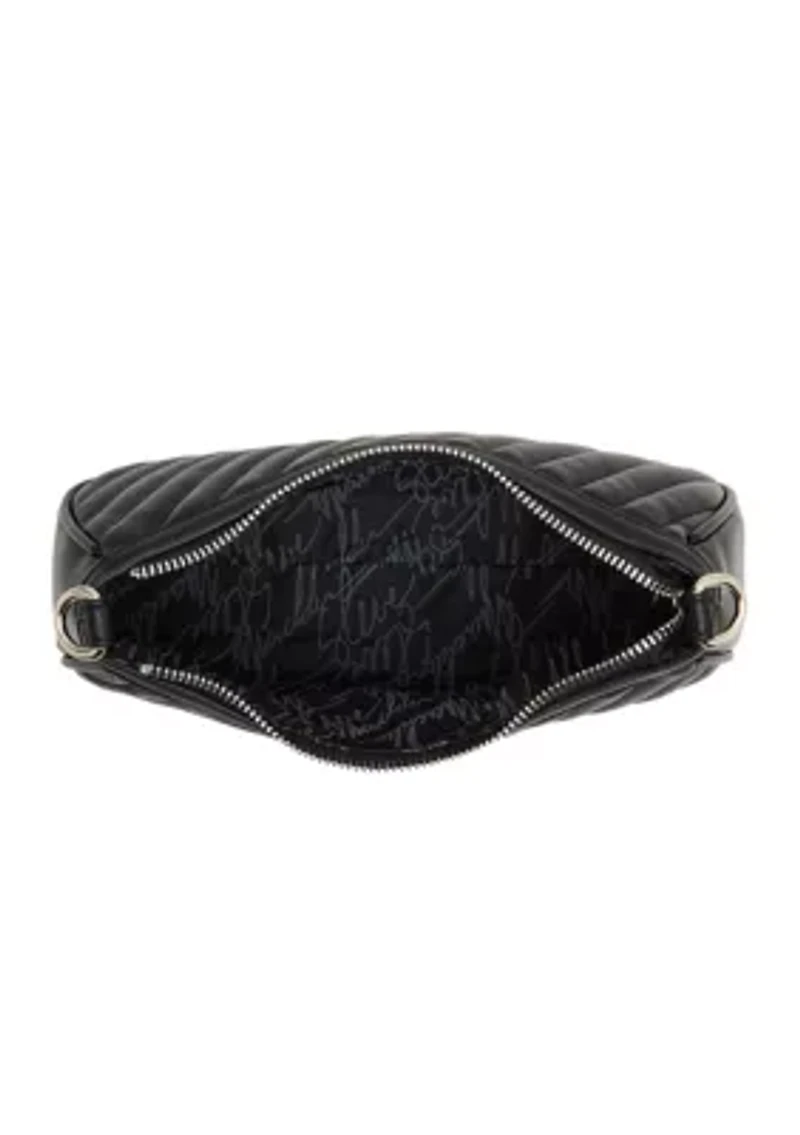 Diagonal Quilted Double Strap Bag