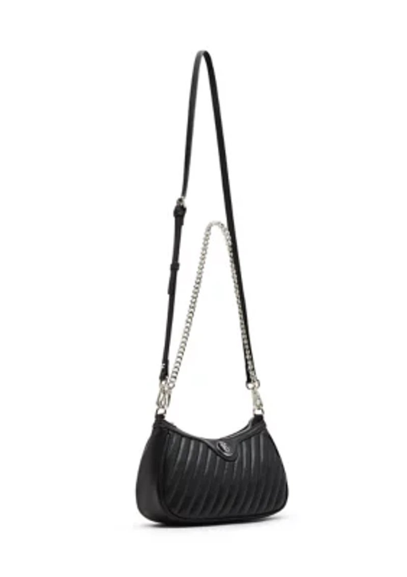 Diagonal Quilted Double Strap Bag