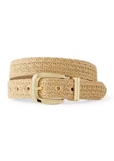 Straw Belt with Chunky Buckle